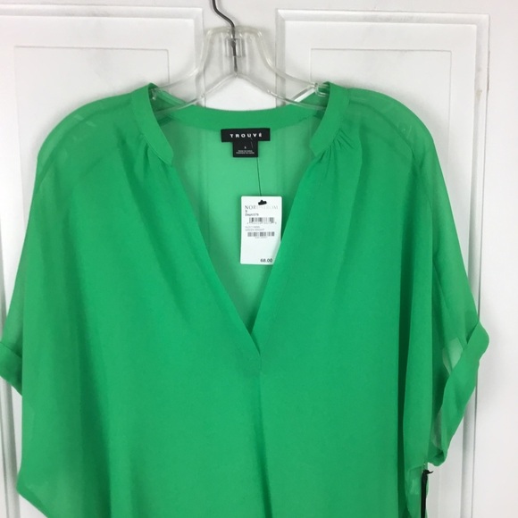 Trouve Short Sleeve V-Neck Tunic Top Oversized Size S - Picture 2 of 6